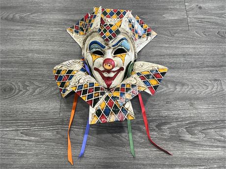 VENETIAN CANIO PAGLIACCIO MASK - HAND CRAFTED IN ITALY - 20” LONG