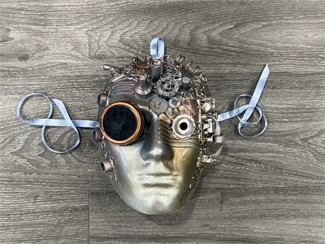 SIGNED / STAMPED VENETIAN STEAMPUNK CYBER FACE MASK - 9” LONG