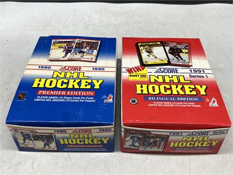 1990 & 1991 SCORE NHL UNOPENED PACK BOXES