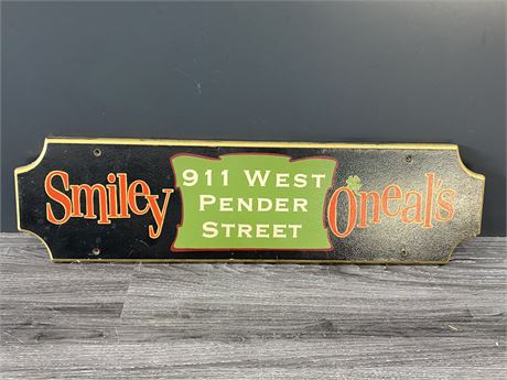 SMILEY ONEALS PENDER STREET WOOD SIGN (30” wide)