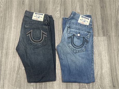 2 PAIRS OF Y2K TRUE RELIGION JEANS - SIZE 30