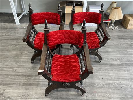 (3) 1970s MIDEVIL STYLE CHAIRS