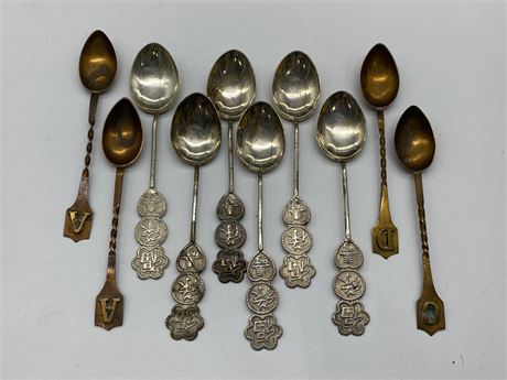 TRENCH ART SPOONS & SILVER SPOONS (UNTESTED)