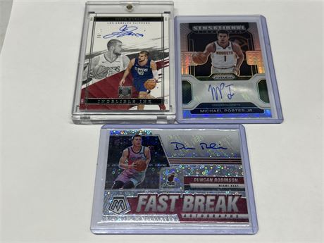 3 NBA AUTO CARDS - 1 NUMBERED