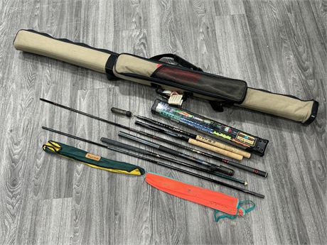 LOT OF EXTENDABLE FISHING RODS W/BERKLEY CARRY CASE / BAG