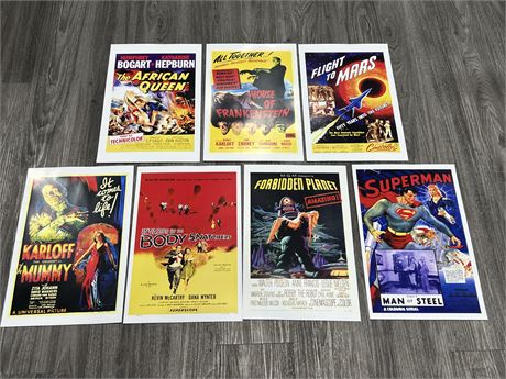 7 CLASSIC MOVIE POSTERS 11”x17”