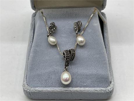 SIGNED STERLING & PEARL NECKLACES
