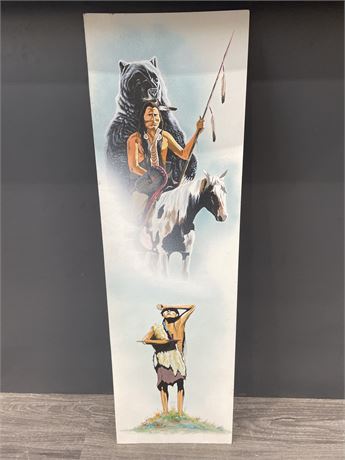 HAND PAINTED FIRST NATIONS ART BY E.GAMBLER - “FIRST VISION QUEST” 12”x40”