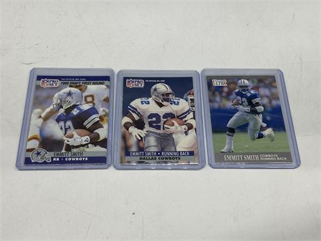 3 EMMITT SMITH CARDS INCLUDING ROOKIE