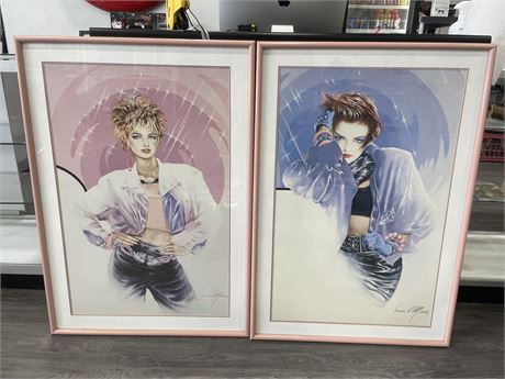 2 LARGE FRAMED SARA MOON POSTERS 1980’S (29”x41”)