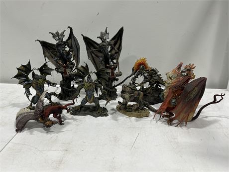 LOT OF DRAGON FIGURES - MOSTLY MCFARLANE (Tallest is 13”)