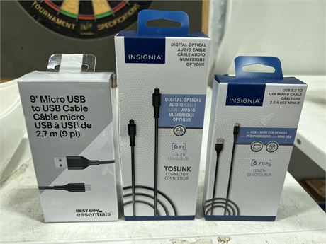 3 NEW CABLES IN BOX