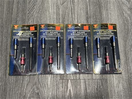 4 NEW 3PC POWER EXTENSION BIT HOLDERS