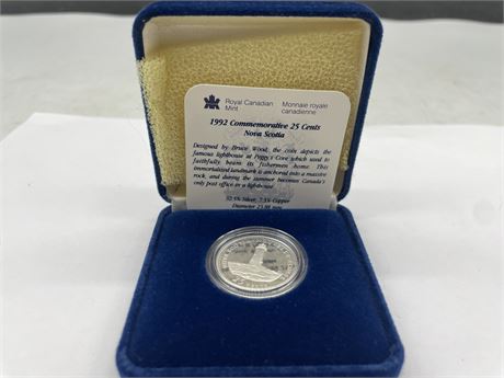 1972 NOVA SCOTIA 25 CENT SILVER COIN IN BOX