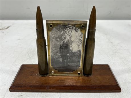 TRENCH ART MILITARY PHOTO FRAME (6” tall)