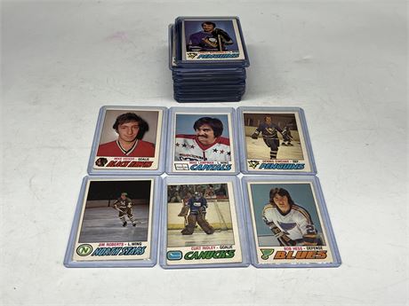 (42) 1977 OPC NHL CARDS IN TOPLOADERS