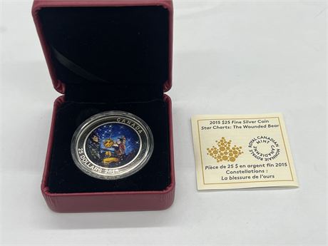 2015 RCM $25 FINE SILVER COIN - STAR CHARTS THE WOUNDED BEAR