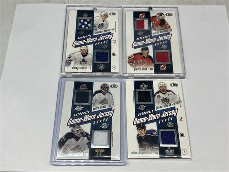 (4) QUAD GAME WORN JERSEY CARDS