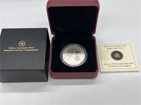 RCM 2011 $10 FINE SILVER COIN - MAPLE LEAF FOREVER