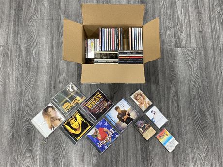 SMALL BOX OF VARIOUS COUNTRY MUSIC CDS AND CASSETTES