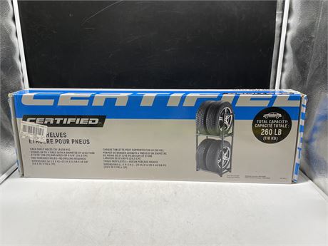 CERTIFIED NEW IN BOX TIRE SHELVES