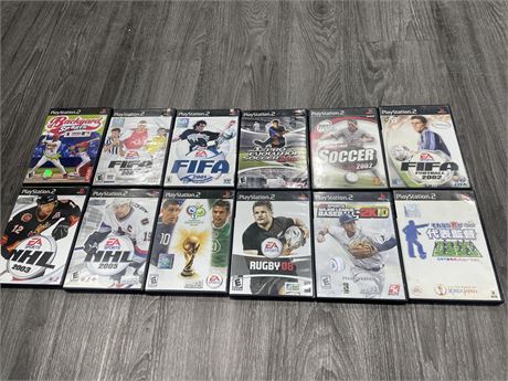 12 PS2 SPORTS GAMES (CONDITION VARIES)