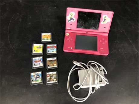 NINTENDO DS WITH GAMES AND CORD