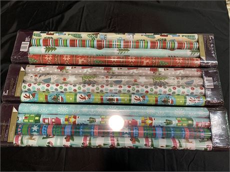 “NEW” 6 PACKS OF 4 ROLLS OF WRAPPING PAPER AND ORNAMENT STORAGE