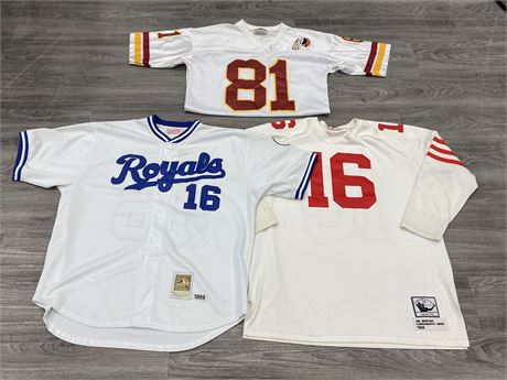 3 FOOTBALL / BASEBALL JERSEYS - HAVE STAINS