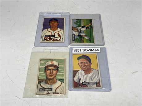 (4) 1951 BOWMAN BASEBALL CARDS
