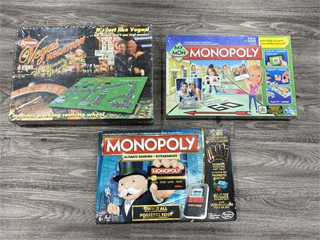 3 MONOPOLY GAMES (2 sealed)
