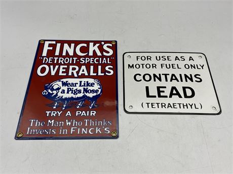 2 ENAMEL SIGNS (Largest is 7”x9”)