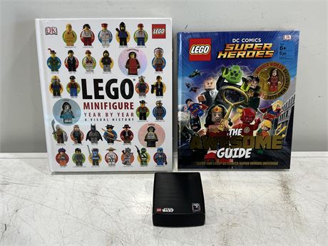 SEALED LEGO MINIFIGURE BOOK, LEGO DC COMICS BOOK & LEGO STAR WARS COLLECTABLE