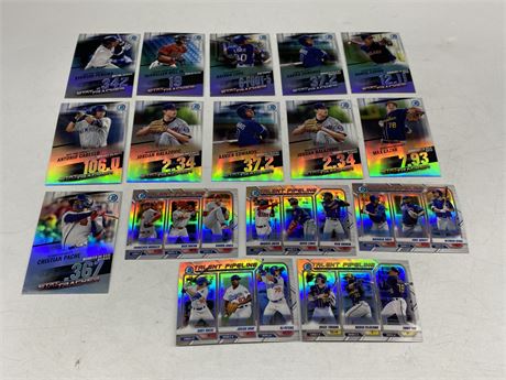 (16) 2020/21 BOWMAN CHROME STAT TRACKER / TALENT PIPELINE CARDS