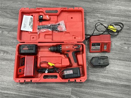 MILWAUKEE HEAVY DUTY DRILL SET W/BATTERIES & CHARGERS - ALL WORKING
