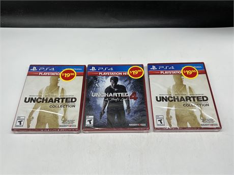 3 SEALED UNCHARTED PS4 GAMES