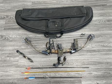JENNINGS QUEST HUNTING BOW W/ ARROWS - ATTACHMENTS - CASE