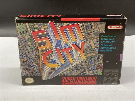 SUPER NINTENDO SIM CITY COMPLETE IN BOX