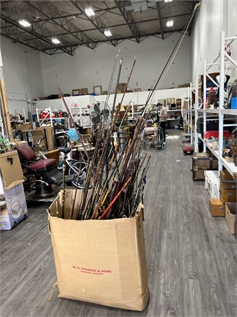 MASSIVE COLLECTION OF VINTAGE FISHING RODS & ECT