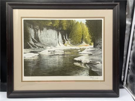 KEN DARBY ALONG THE CASCADES LIMITED EDITION SIGNED COLOUR LITHOGRAPH WITH COA