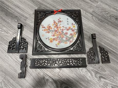 CHINESE WOOD/GLASS DECORATION (one piece is broken, glue will fix it)