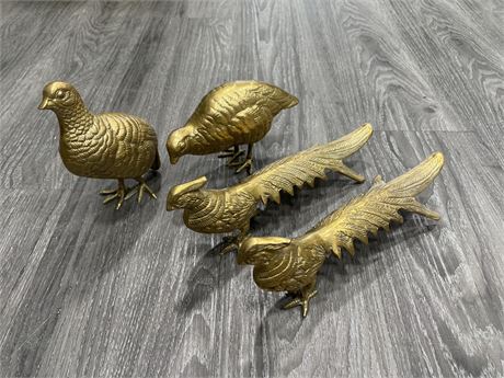 LOT OF VINTAGE BRASS BIRD FIGURES - LARGEST IS 10” LONG