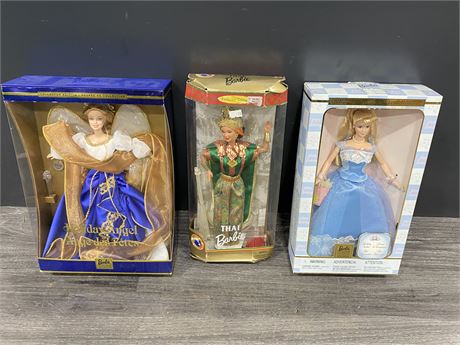 3 COLLECTORS EDITION BARBIES IN BOX