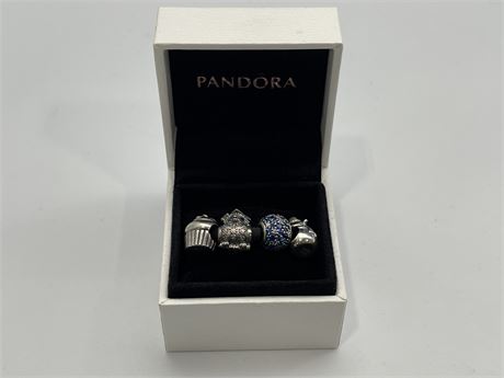 4 PANDORA CHARMS ALL MARKED 925 ALE