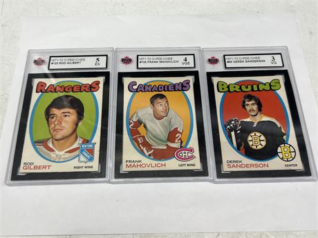 3 KSA GRADED 1971/72 OPC NHL CARDS
