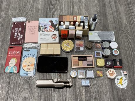 LARGE LOT OF MISC. BEAUTY PRODUCTS + PHONE CASES