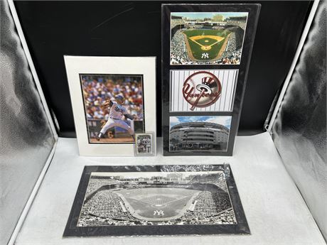 MATTED PHOTOS OF YANKEE STADIUM (NEW & OLD) + FERNANDO V. MATTED PHOTO &