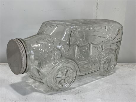 LARGE ANTIQUE 1930’S CAR SHAPED CANDY STORE DISPLAY (9”X19”X9.5”)