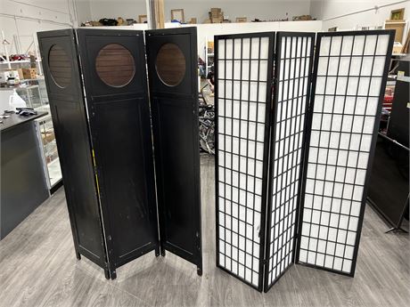 2 ROOM DIVIDERS - ONE HAS HOLE (6ft tall)