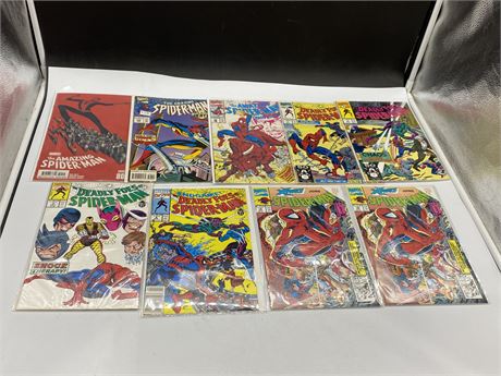 9 ASSORTED SPIDER-MAN COMICS (DUPLICATE OF X-FORCE JOINS SPIDER-MAN #16)